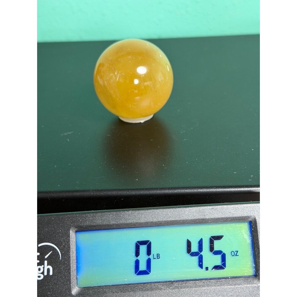 Natural Honey Calcite Sphere Stone Healing Crystal Polished 44.6mm 128g - Picture 8 of 8